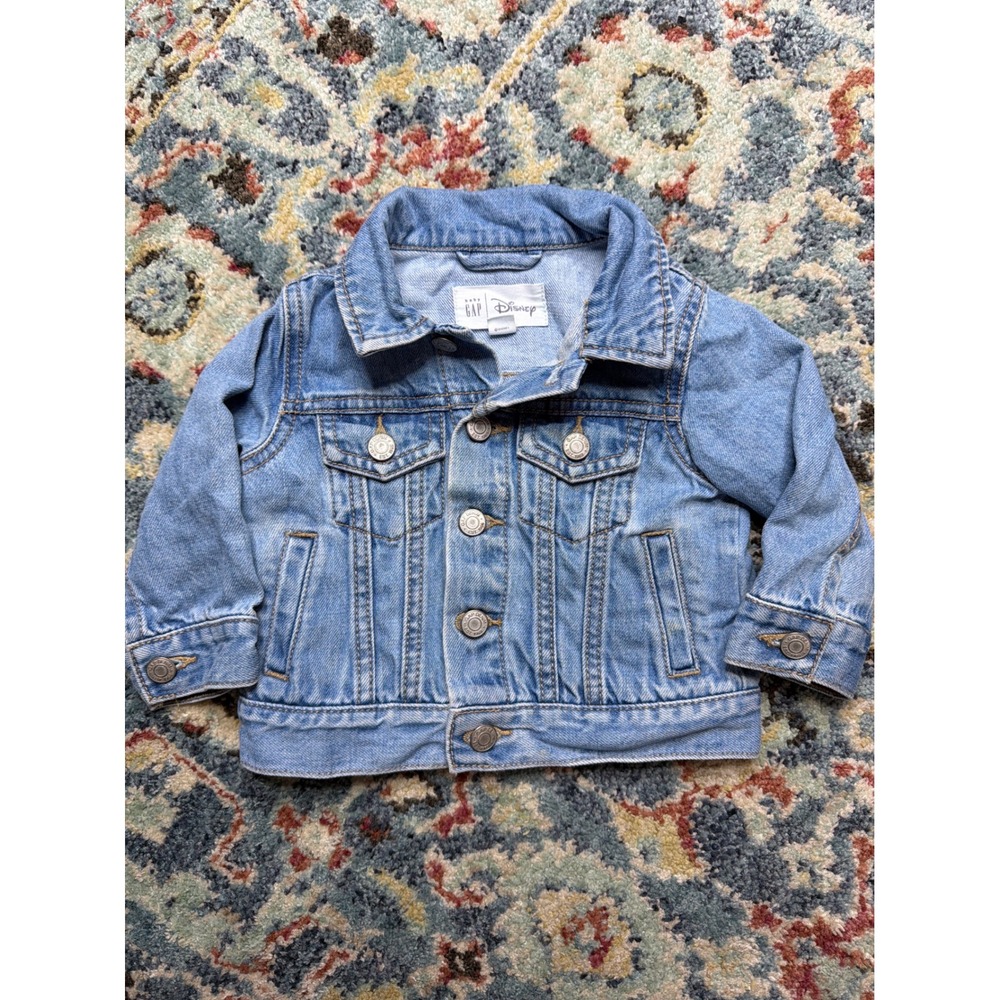 Gap Disney Denim Jacket Boys 6-12M Blue Mickey Mouse Trucker Disneycore EUC